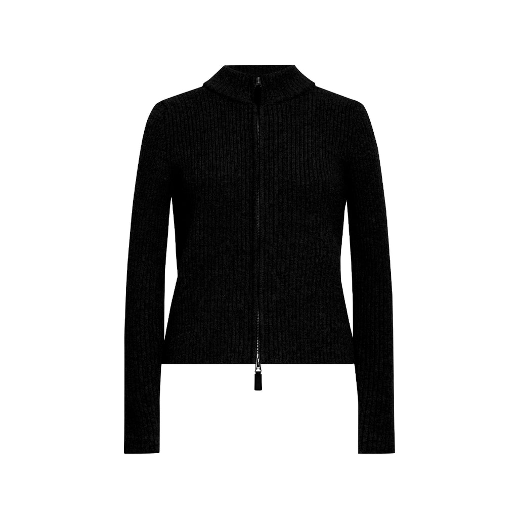 FUNKYFUN Pit Strip Texture Stand-up Collar Slim-fit Knitted Jacket