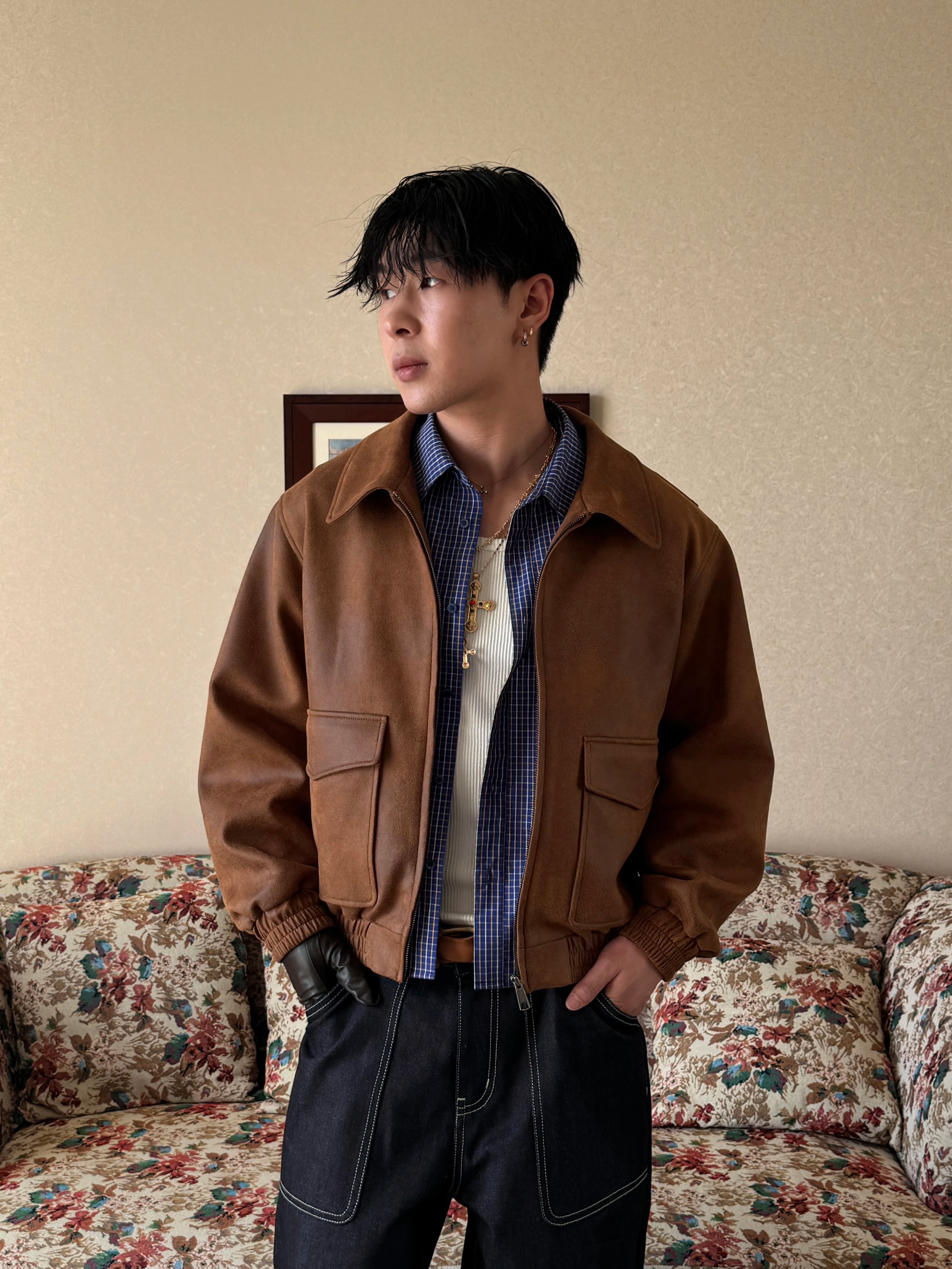 InsGale Lazy Casual Loose Checked Long Sleeve Shirt