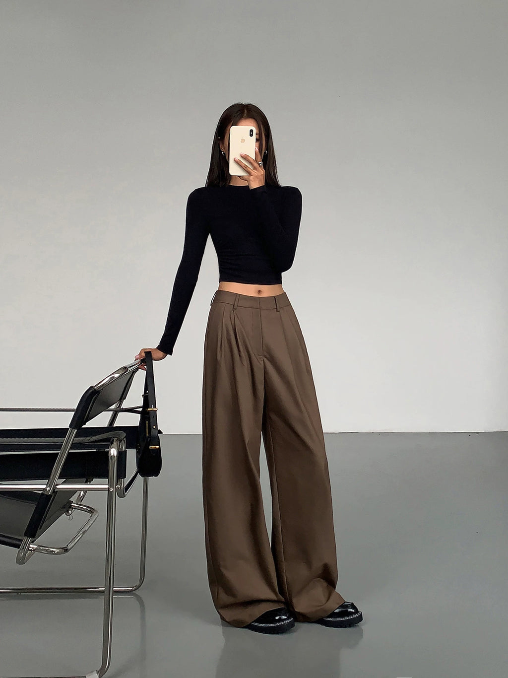 Ousph High Waist Loose Versatile Mopping Casual Pants