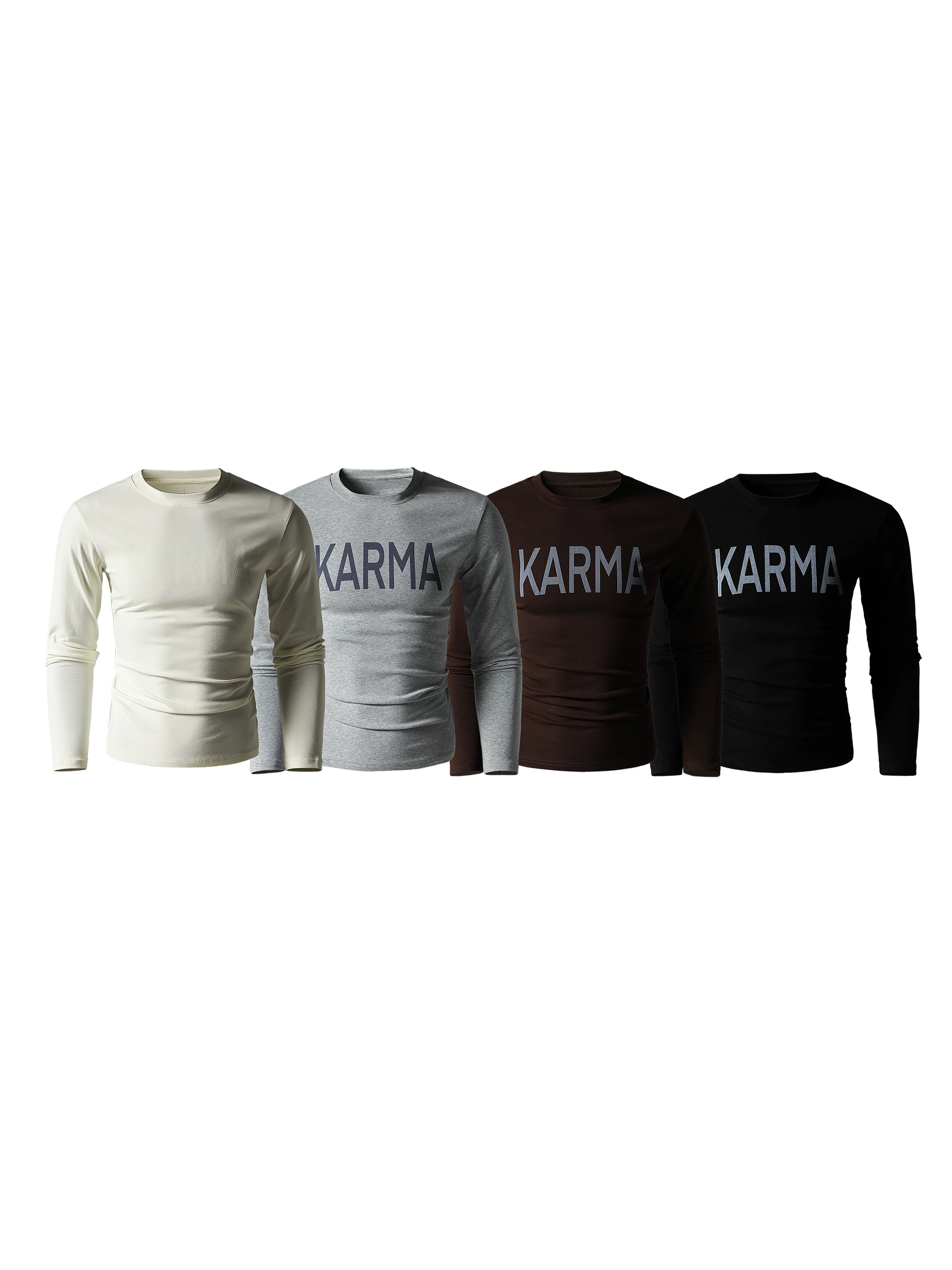 KARMANISTIC Vintage Crew Neck Letter Print Slim Sleeve