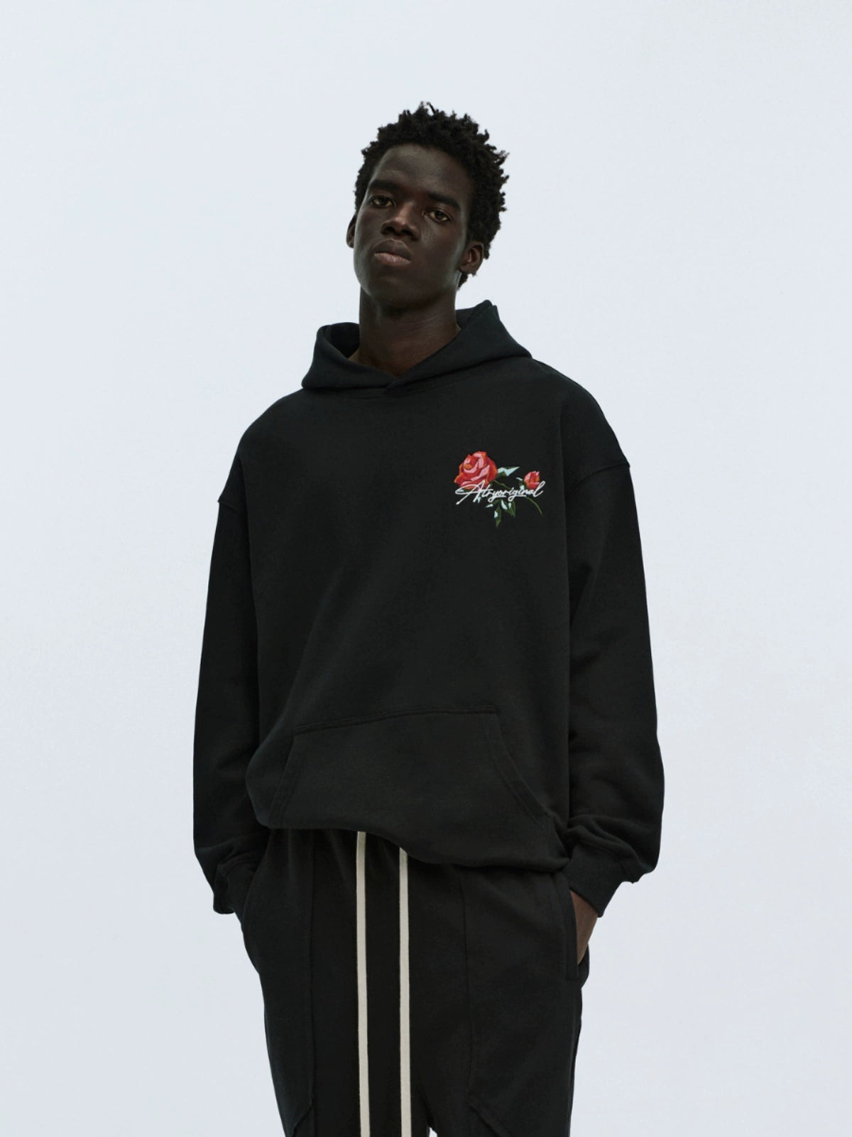 ATRY Vintage Rose Floral Embroidered Hooded Sweater