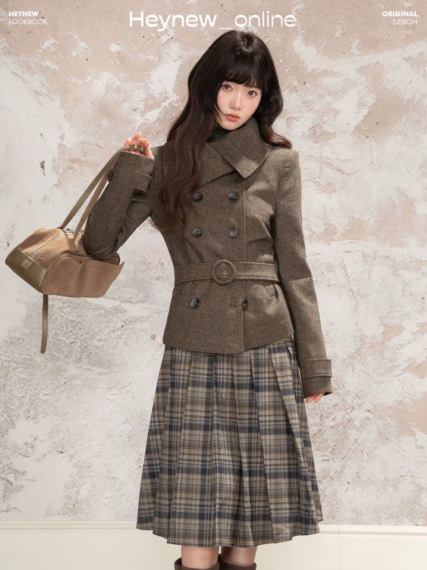 LOVEHEYNEW Double-breasted Large Lapel Woolen Short Jacket