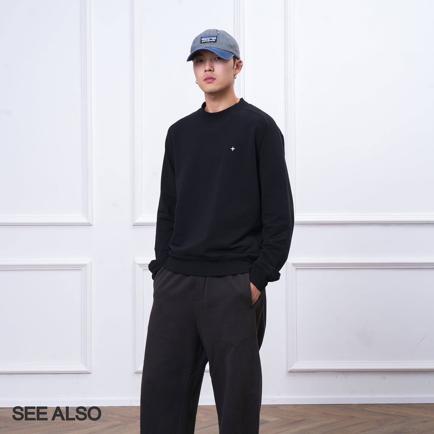 SEE ALSO "Star Series!" Polaris Modal custom fabric crew neck sweater SA062