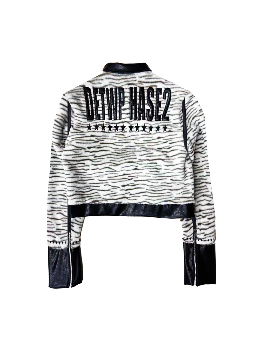 DETW Tiger Pattern Splicing Slim Lapel Short Jacket