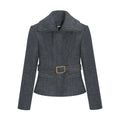 LLROGE Waist Temperament Lapel Woolen Jacket