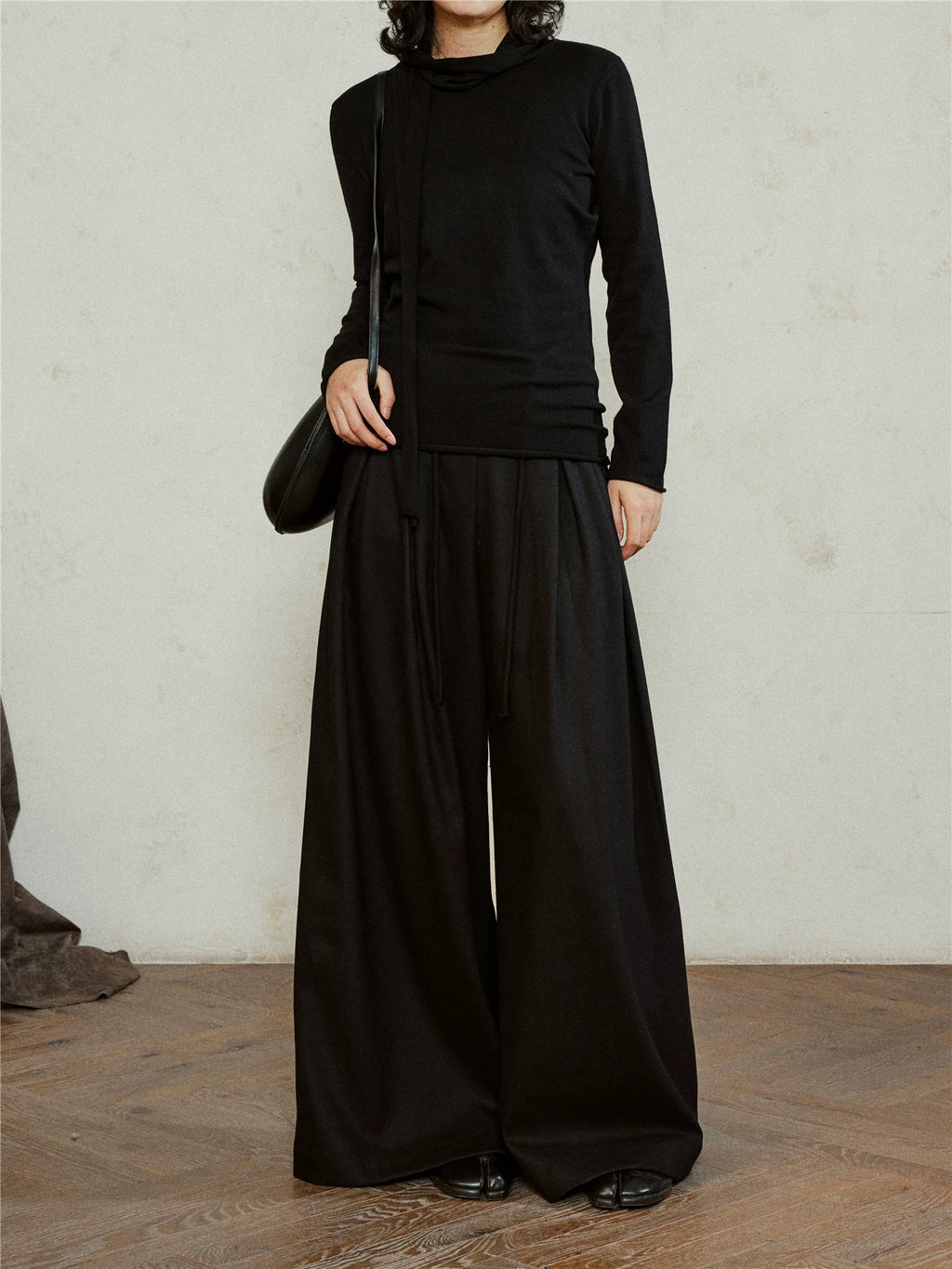 SUNYVONNE Lazy Wind Strap Knitted Long Sleeve