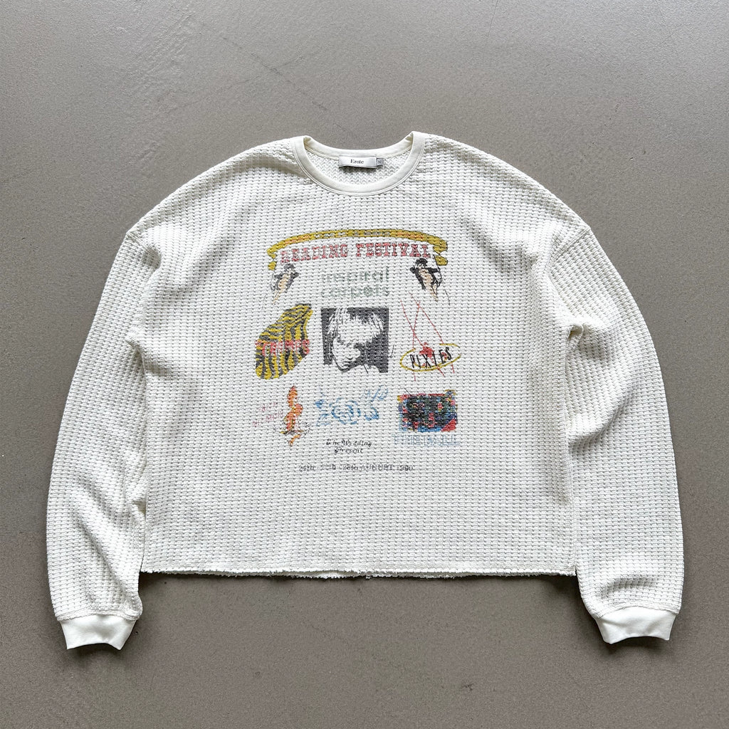 Erole Waffle Digital Printed Pullover Sweater
