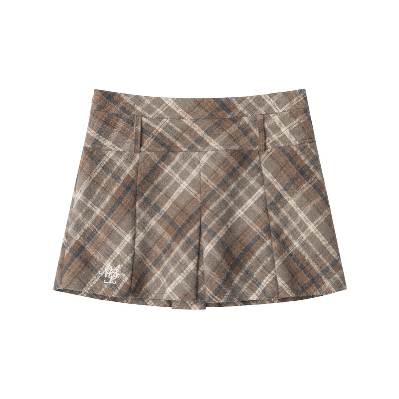 Nariele Retro Plaid Slim Hip-wrapped Skirt