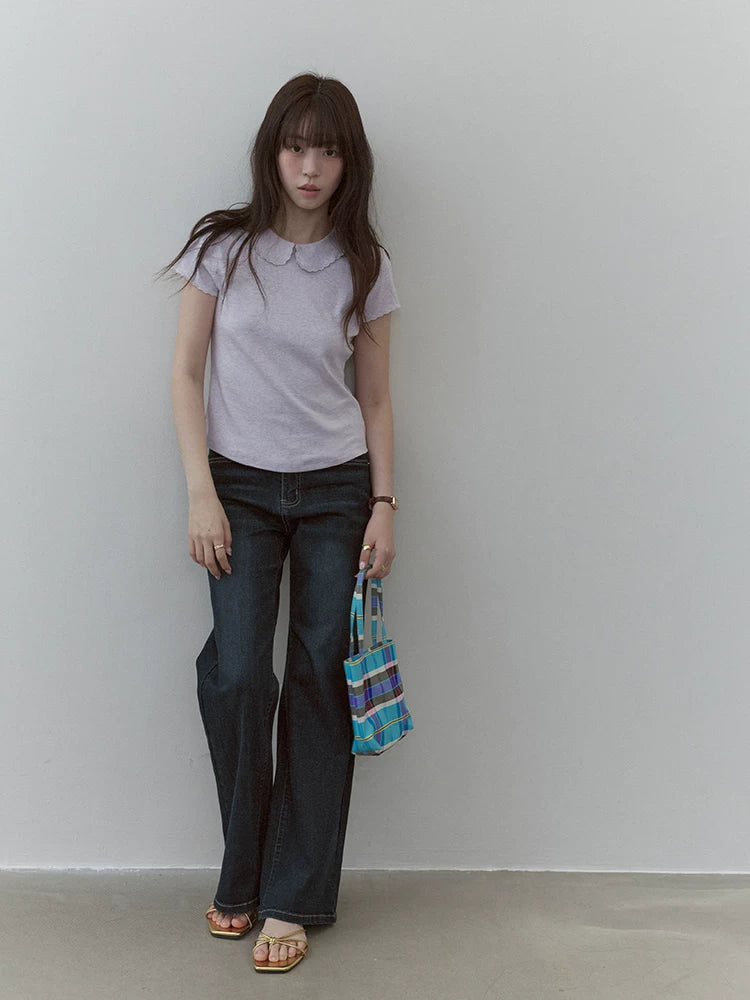 VOOE Fungus Lace Simple Casual Tee