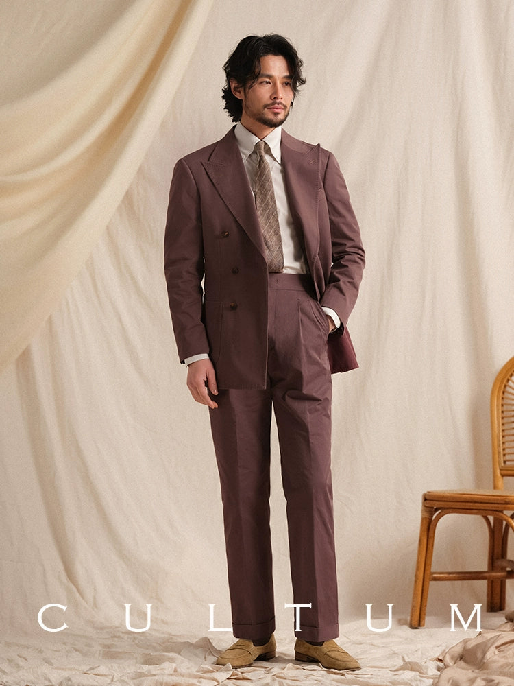 CULTUM Italian Neapolitan Double-pleated Cotton Trousers