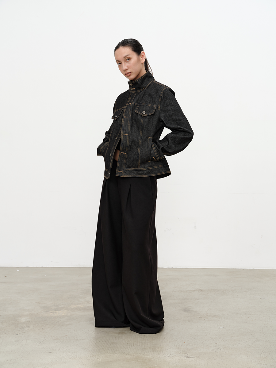 JCAESAR Diagonal Placket Waist Original Cow Jacket
