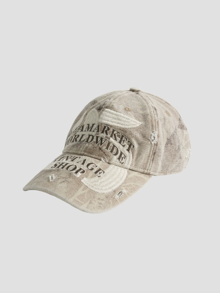 Fleamarket Vintage Washed Heavy Industry Alphabet Embroidered Baseball Cap