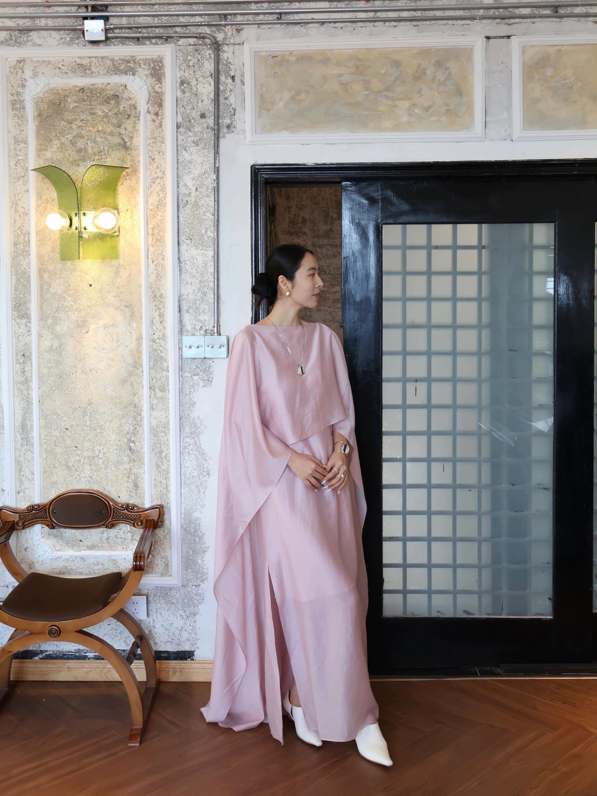 1S Shawl Split Dress Vacation Dress