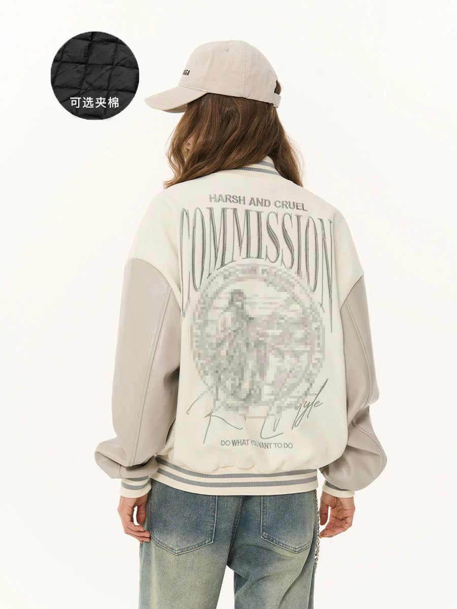 Harshandcruel Vintage Hip Hop Embroidered Baseball Jacket