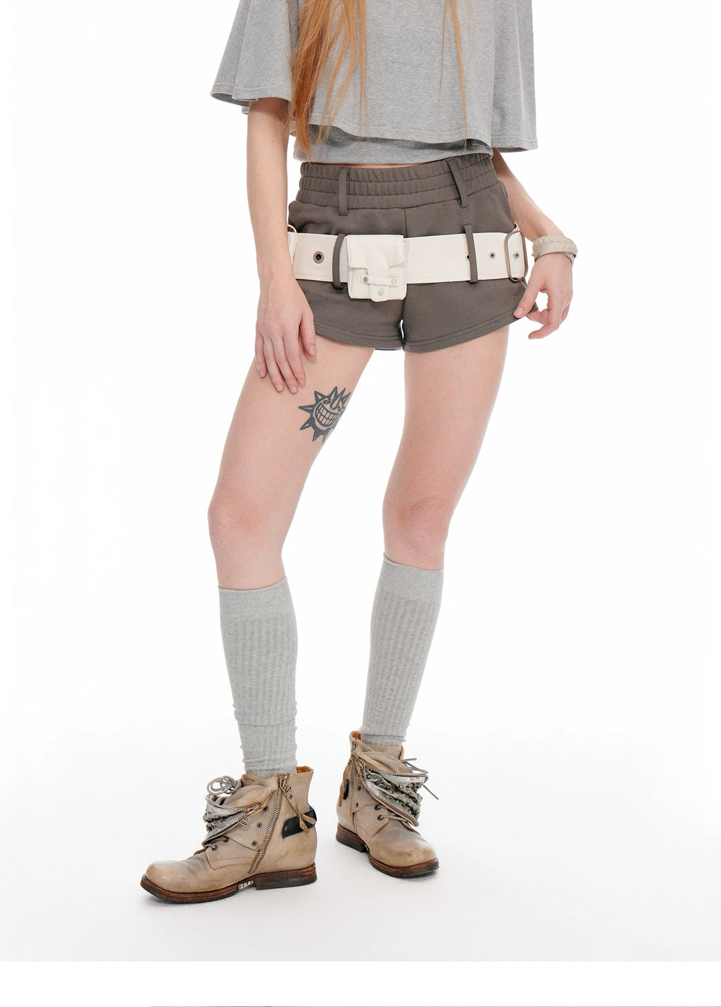 JIKOO Retro Two-piece Loop-fold Shorts