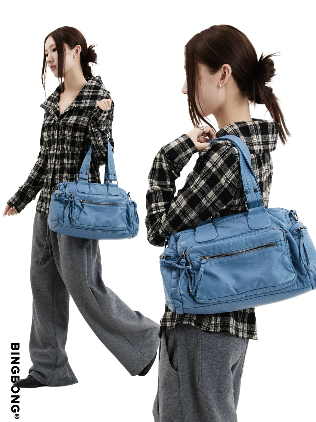BINGBONG Retro Large Capacity Lightweight Shoulder Messenger Bag