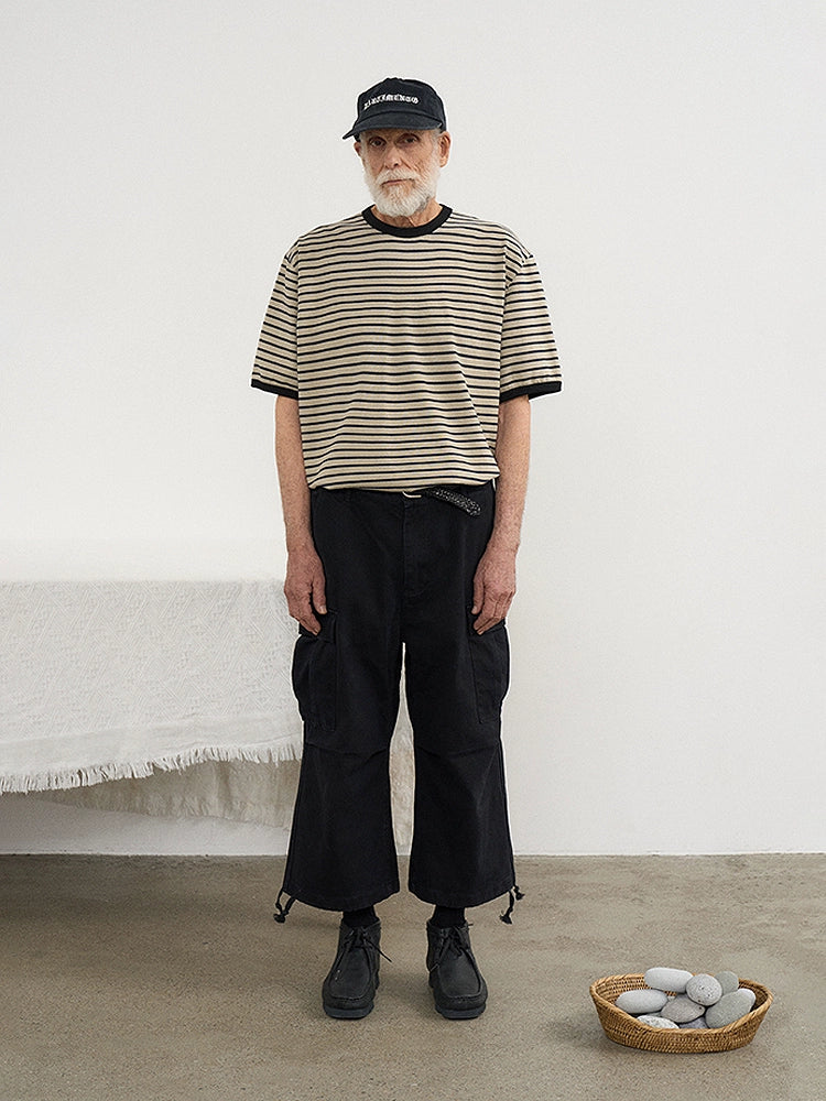 PARTIMENTO Striped Crew Neck Tee