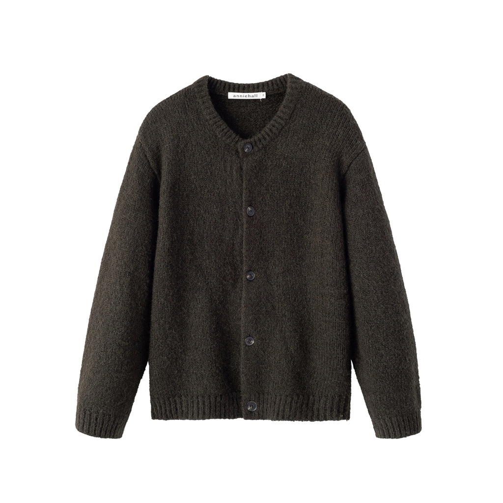 Anniehall Temperament Retro Wool Crew Neck Cardigan Sweater