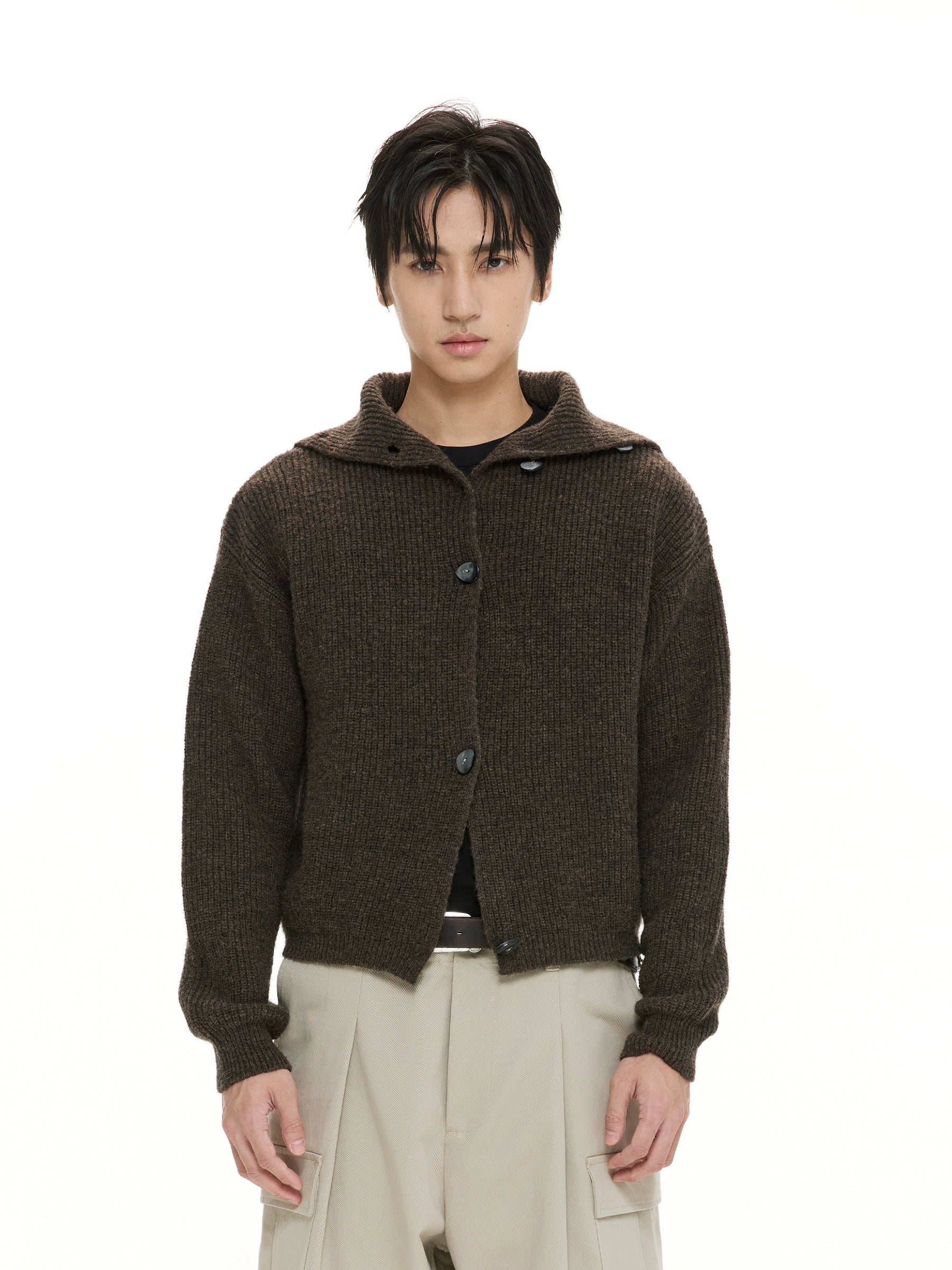DIMC Wool Turtleneck Cardigan Sweater