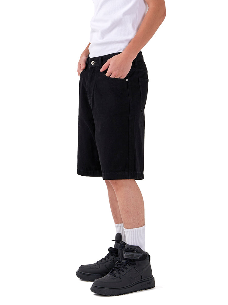 OBSESSWITH minimalist black washed denim shorts