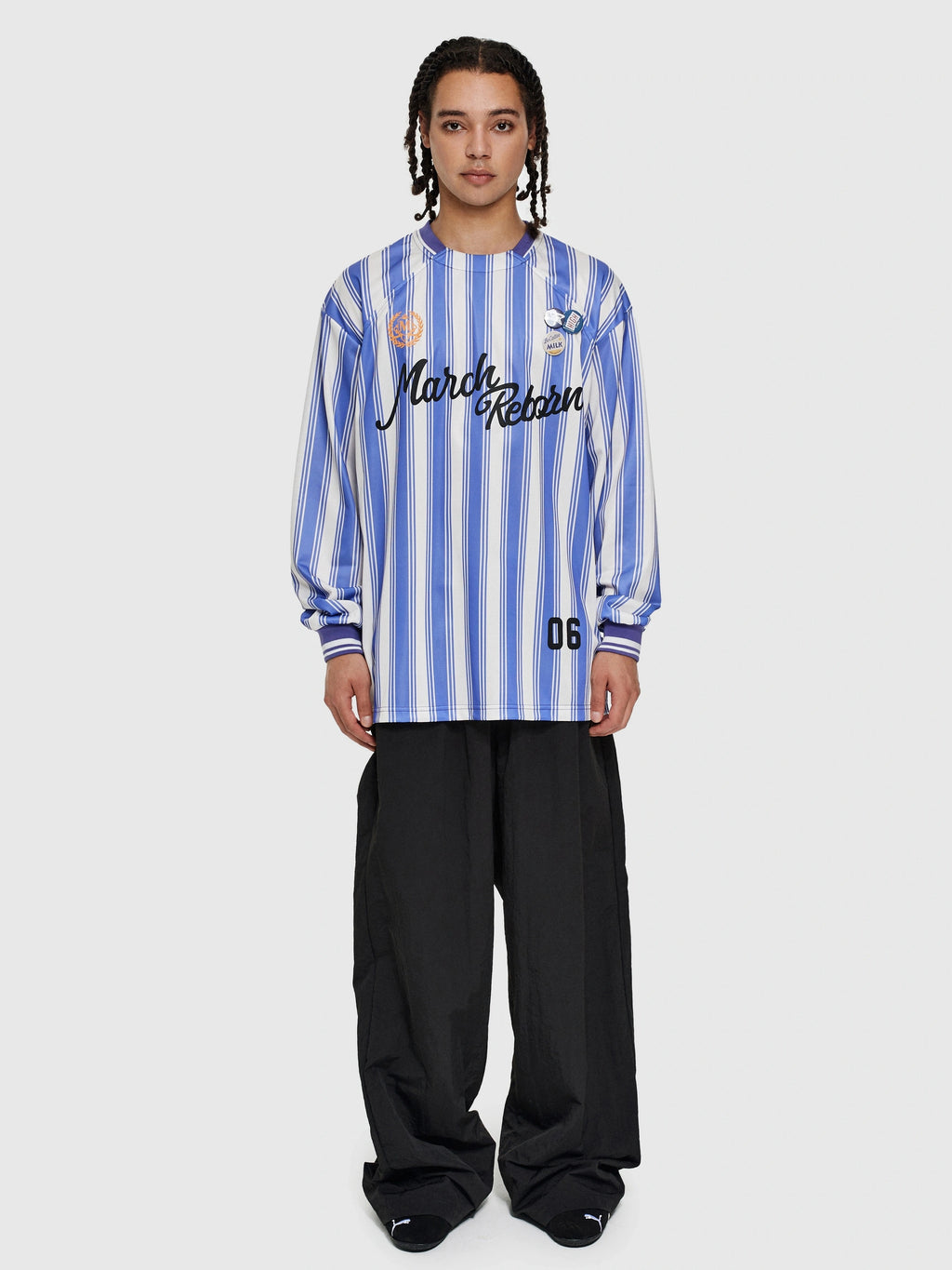 March Vintage Striped Football Style Print Long Sleeve