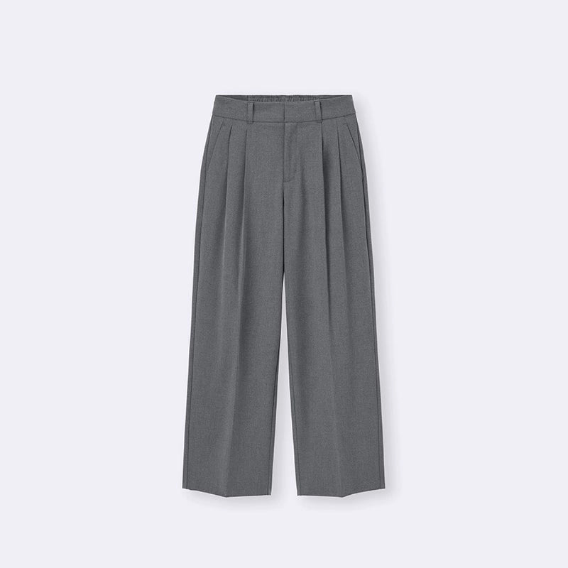 GU Pleated Simple and Versatile Casual Loose Wide-leg Pants
