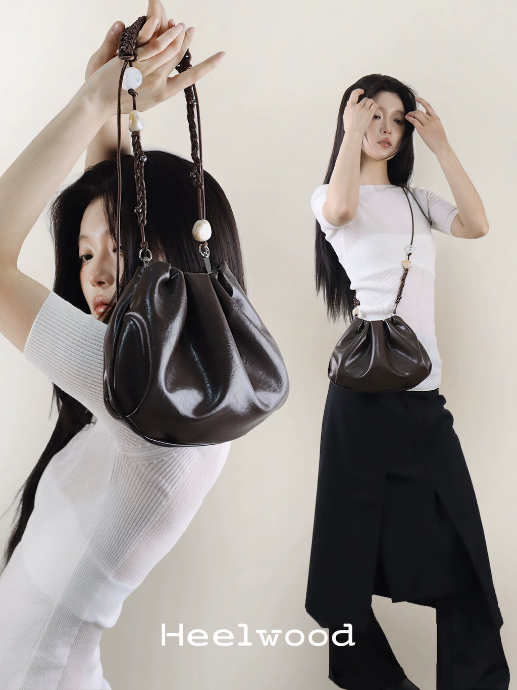 Heelwood Beaded Pleated Messenger Bag