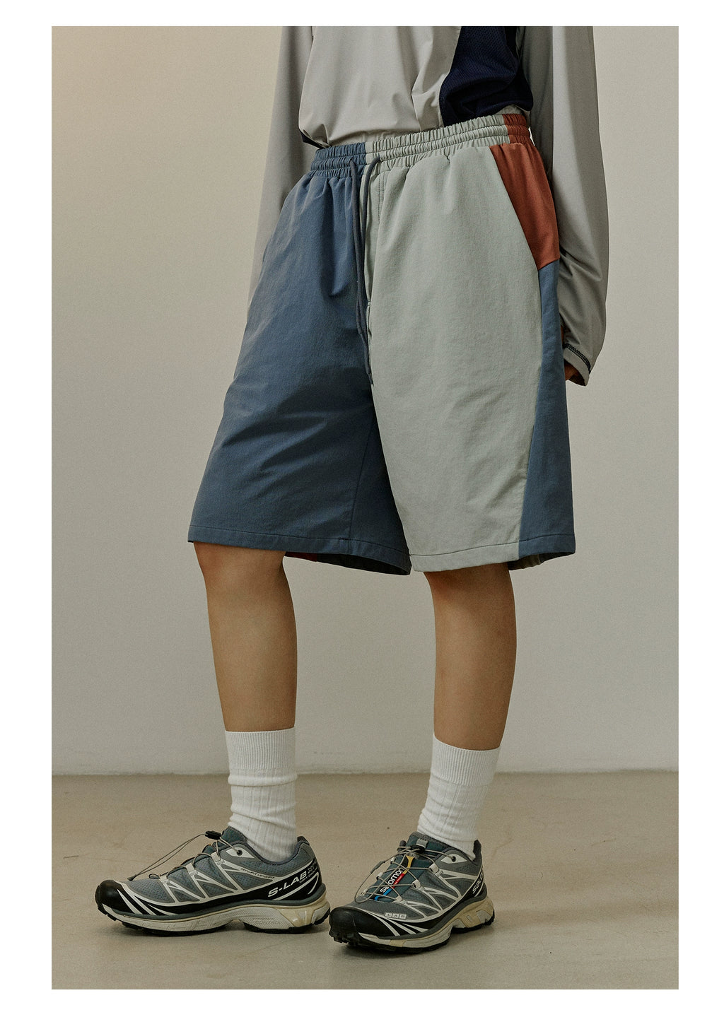 LR MADE Irregular Contrasting Sports Shorts