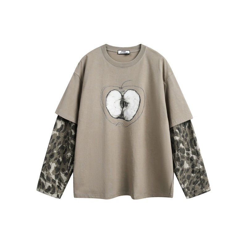 BTSG  camouflage splicing destroys fake two-piece long-sleeve Tee