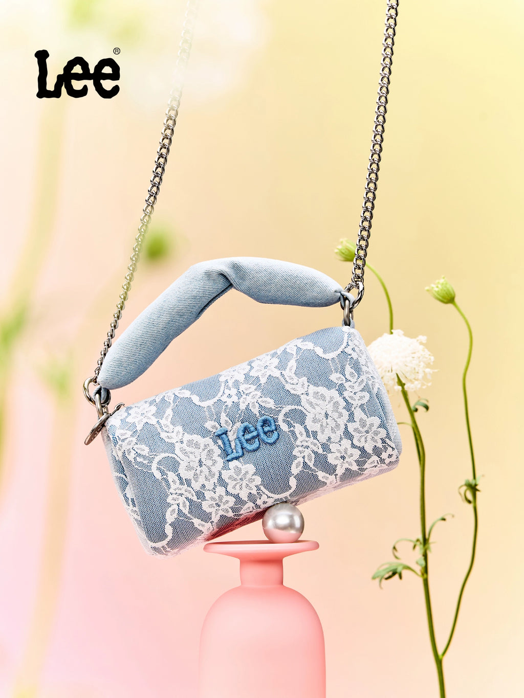 Lee Mini Lace Embroidered Chain Crossbody Bag