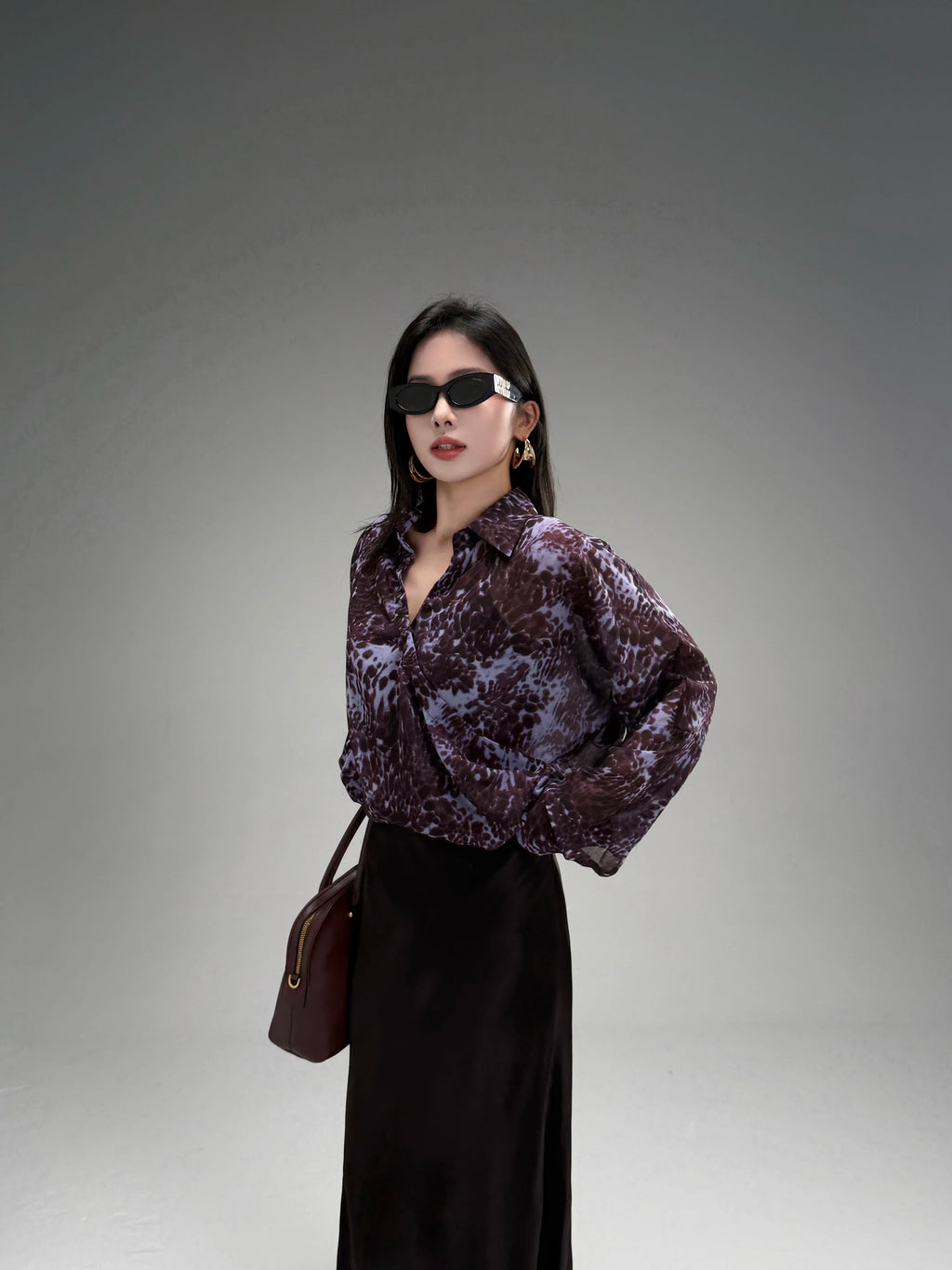 CHUYUQI Waist Leopard Print Long-sleeved Shirt