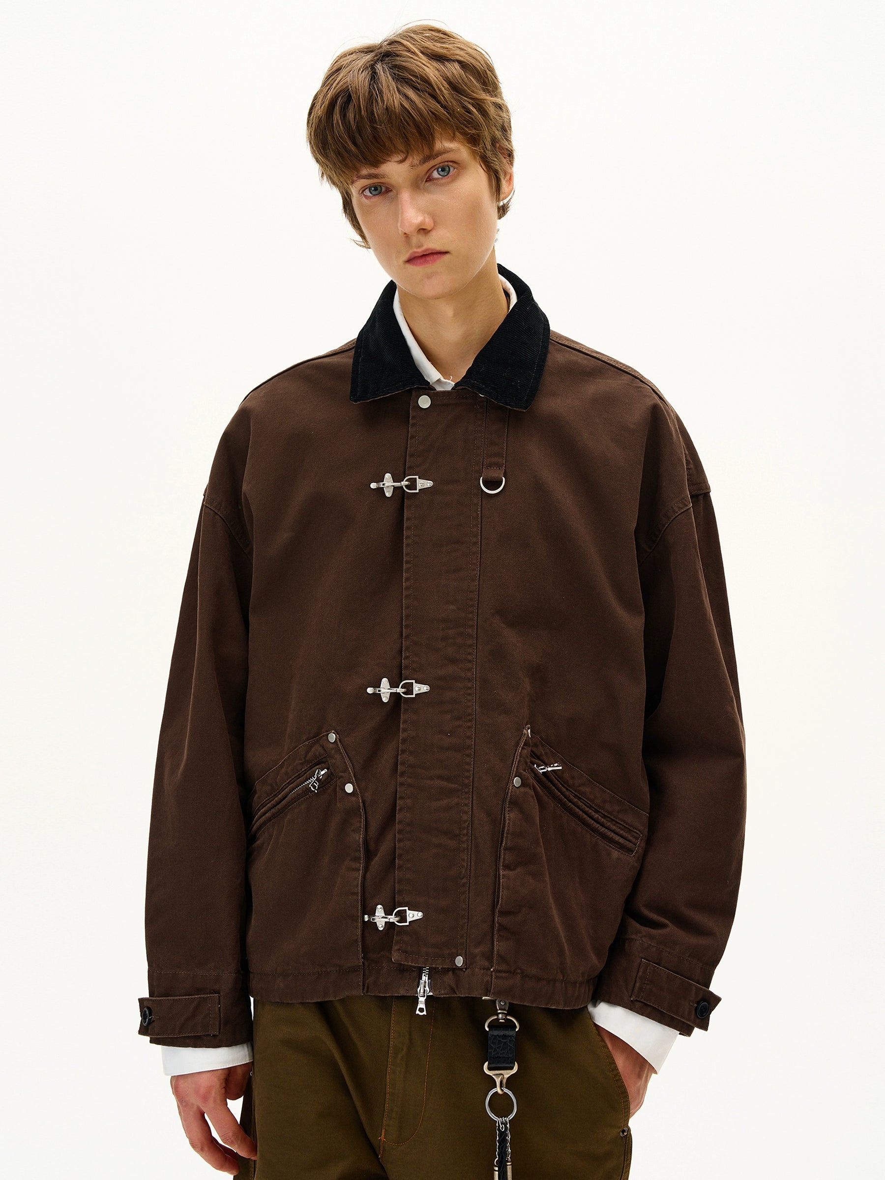 MADWITCH Vintage Contrast Lapel Bottom Tooling Jacket