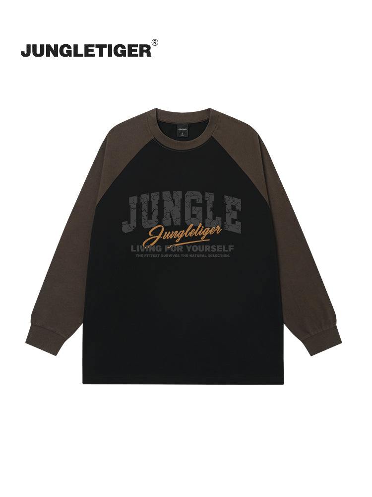 Jungle tiger Japanese cityboy shoulder plugged long-sleeve tee