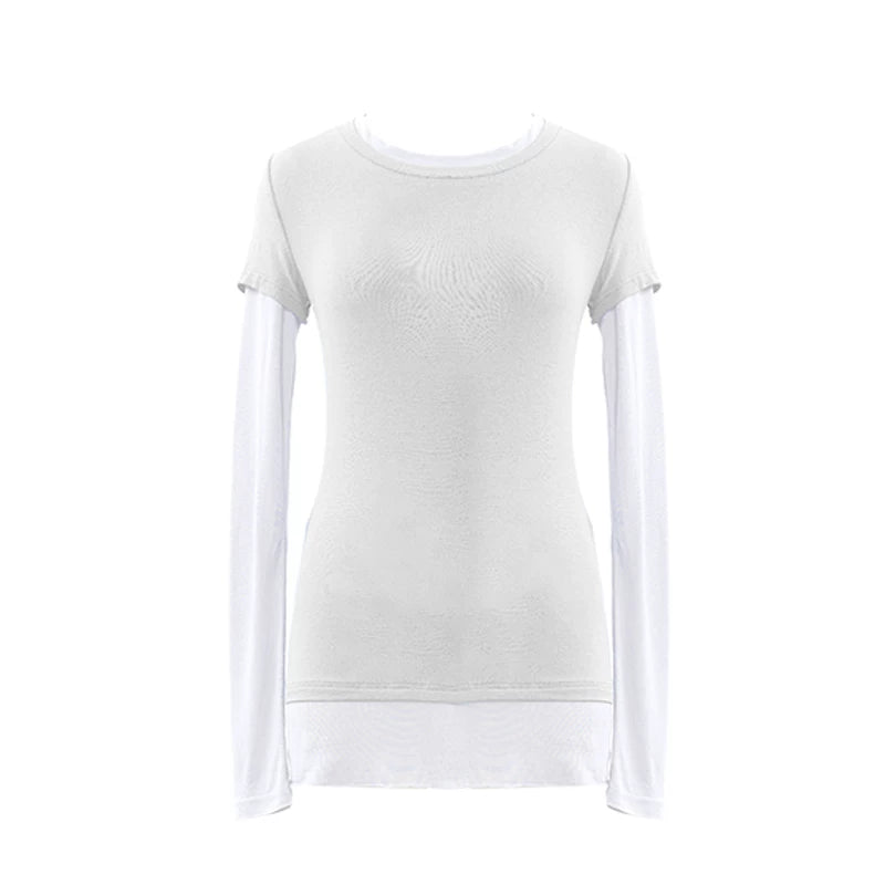 LINY LIBERTY Simple Fake Two-piece Long-sleeved T-shirt