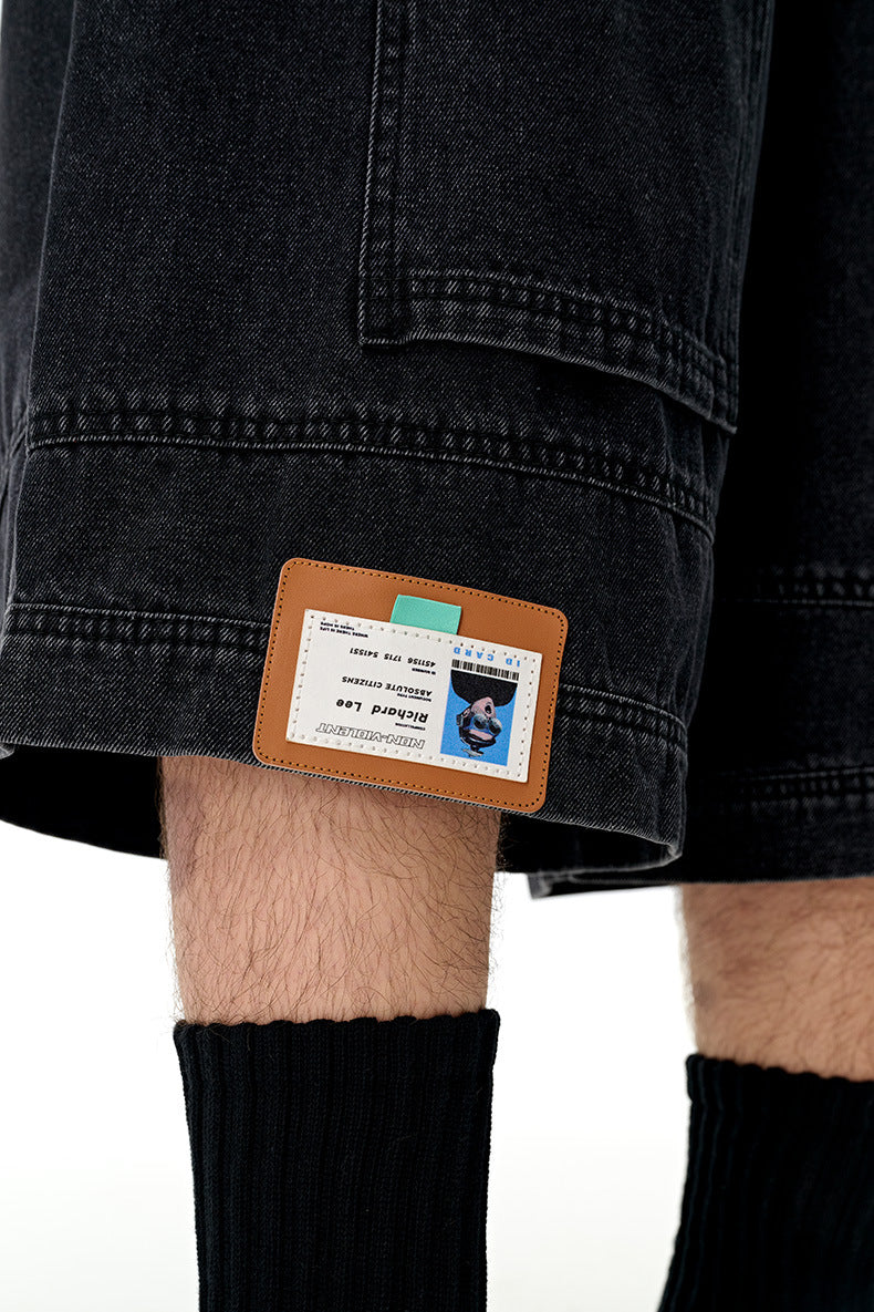 INF Anti-structure washing seven-point denim shorts