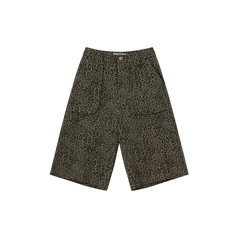 KANO Cross-pocket Leopard Print Cropped Pants