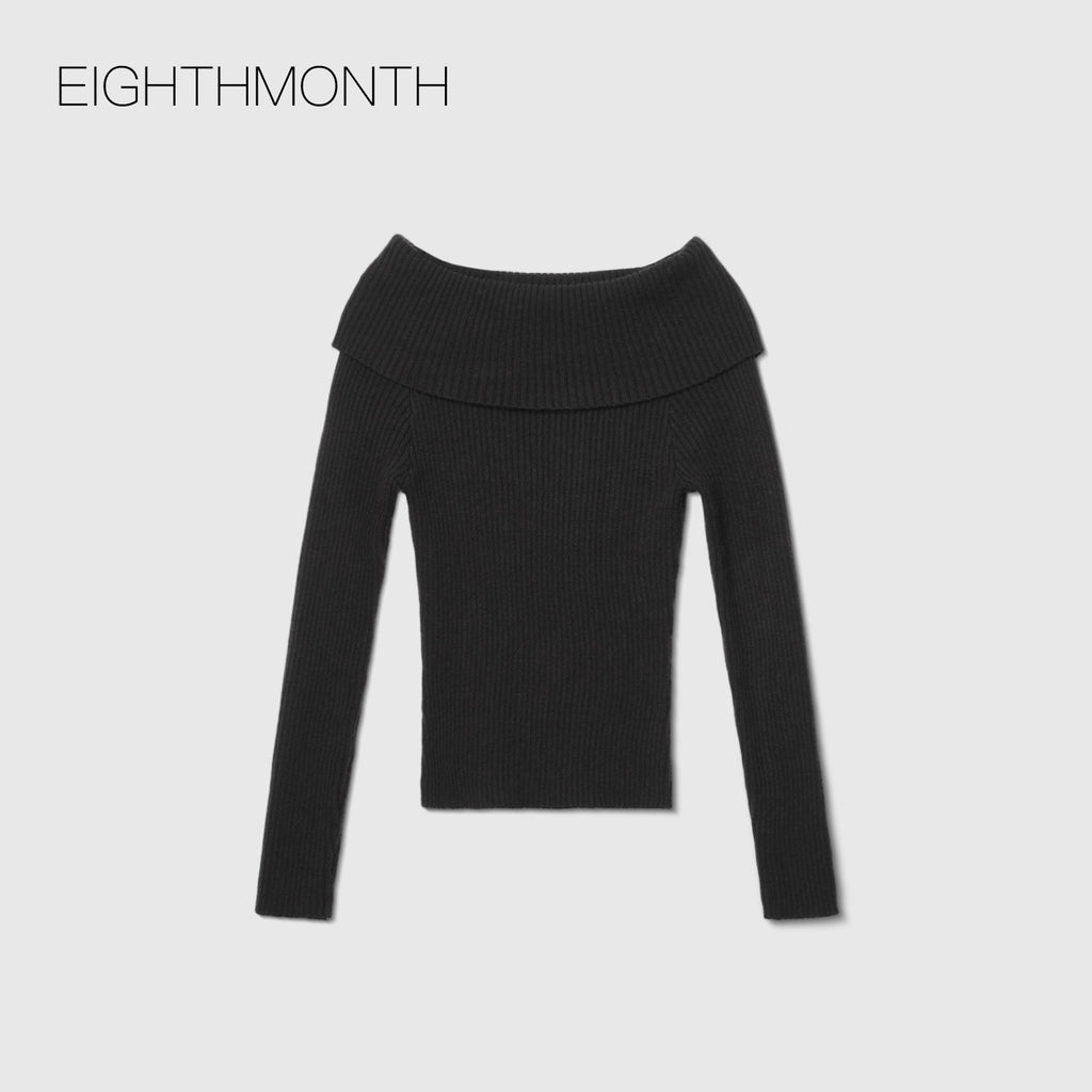EIGHTHMONTH One-word Shoulder Slim-fit Knitted Sweater
