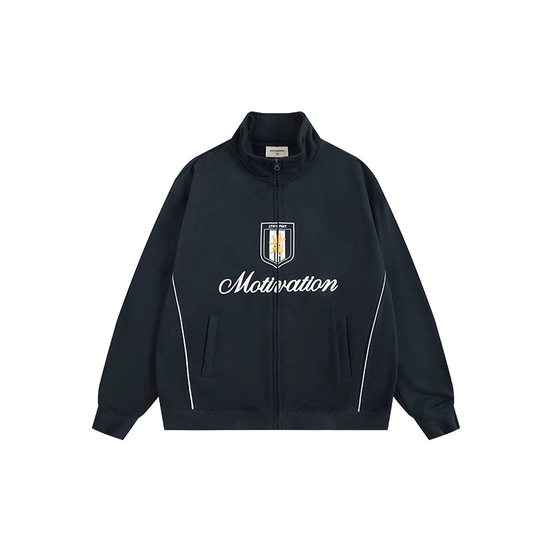 ATRY Stand-up Neck Zipper Sports Fleece Cardigan Jacket