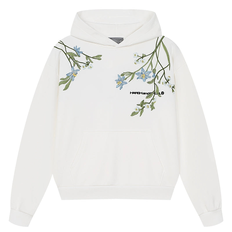 HACR Violet Flower Embroidered Hooded Sweater