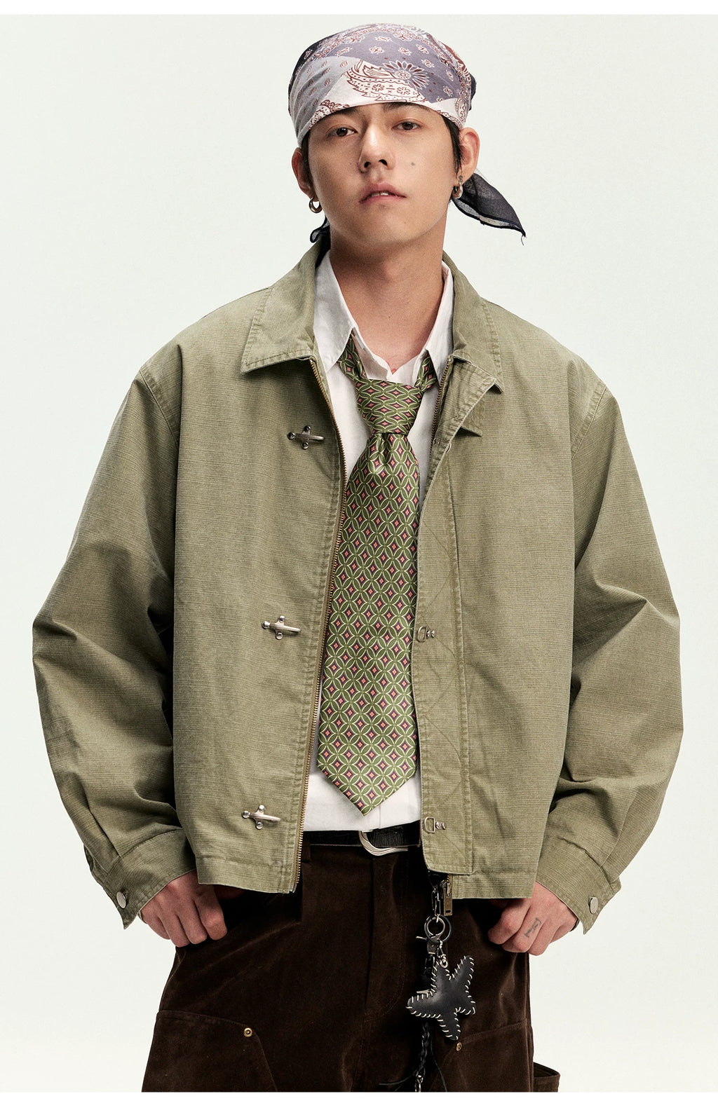 CoosRetro Vintage Washed Old Placket Tooling Jacket