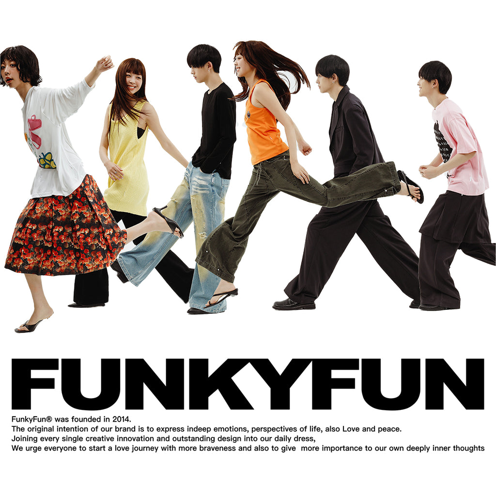 FUNKYFUN Pleated Texture Elastic Waist Casual Pants