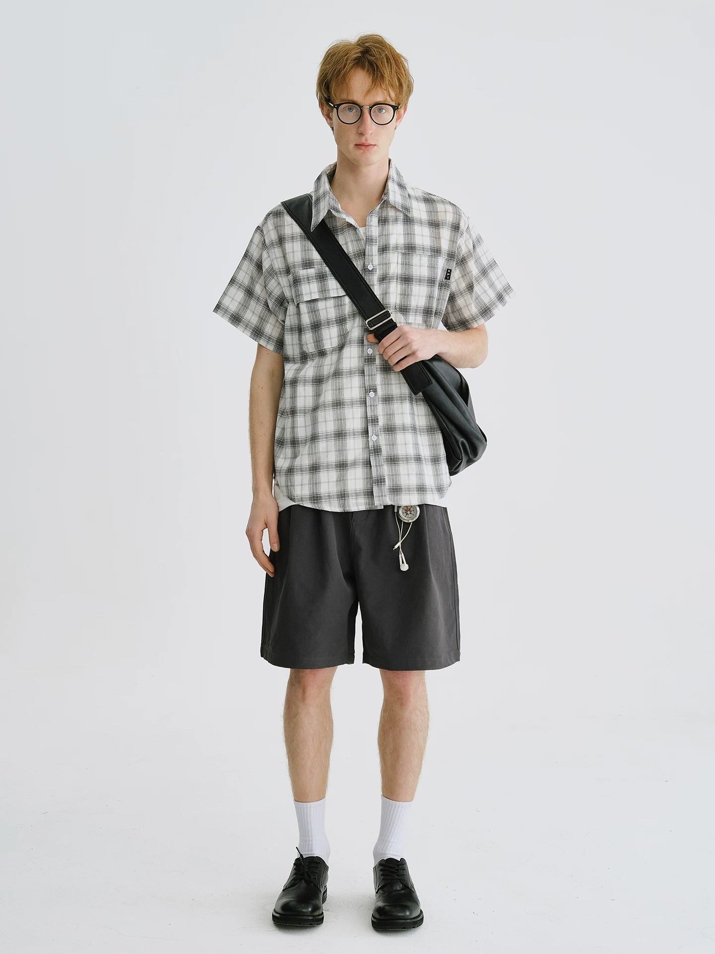 LIVINGTOWN Vintage Loose Casual Checked Short Sleeve Shirt