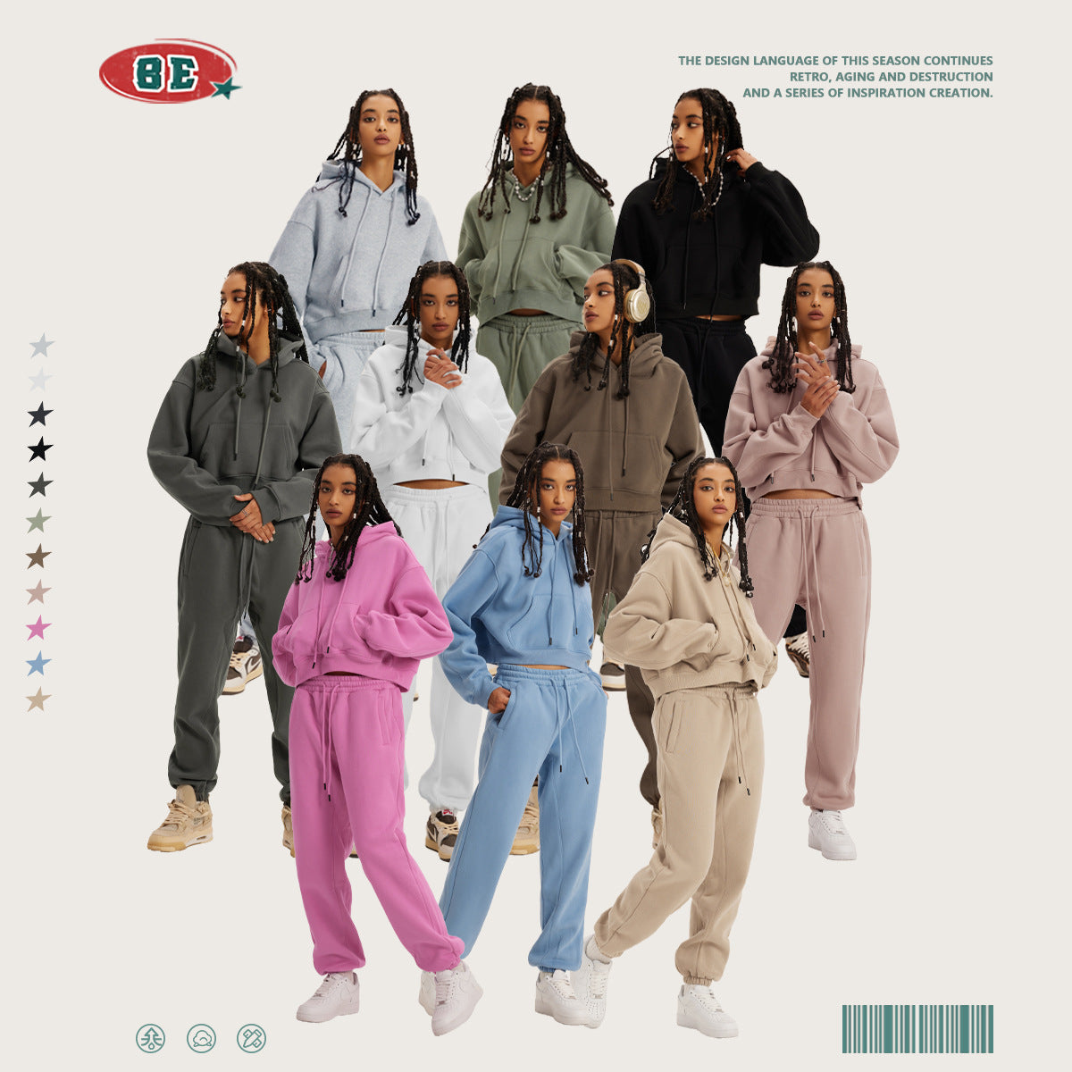 BE Fleece Thickened Spice Girl Leaking Navel Set