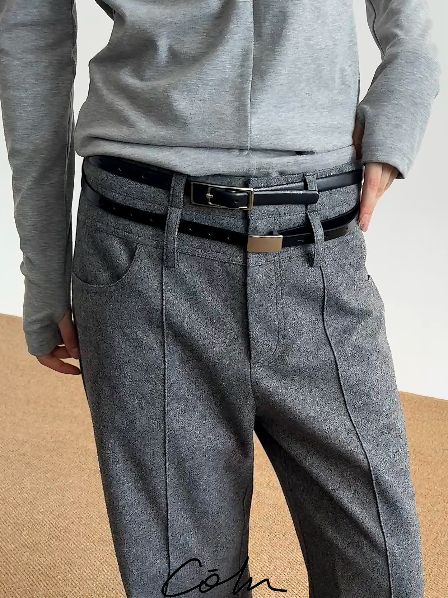 COLN Double-waist Woolen Trousers