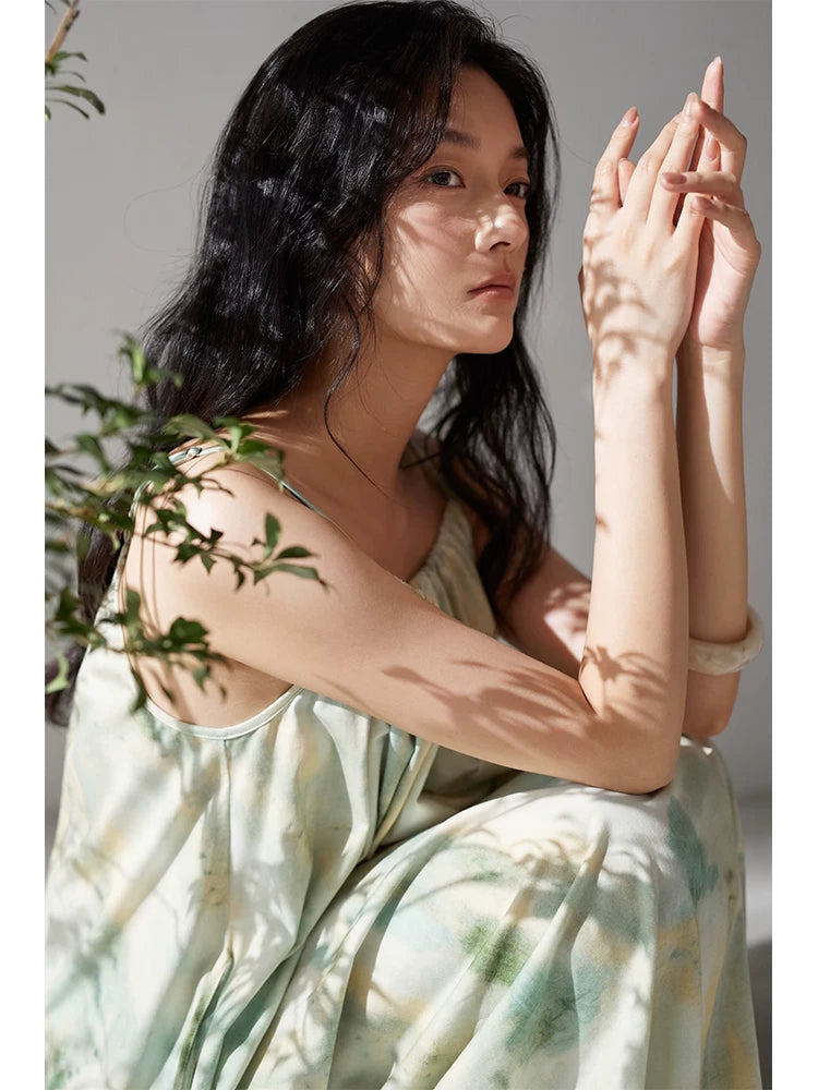 YUENEI Modal Ice Silk Dress Can Be Worn Outside The Suspender Nightdress