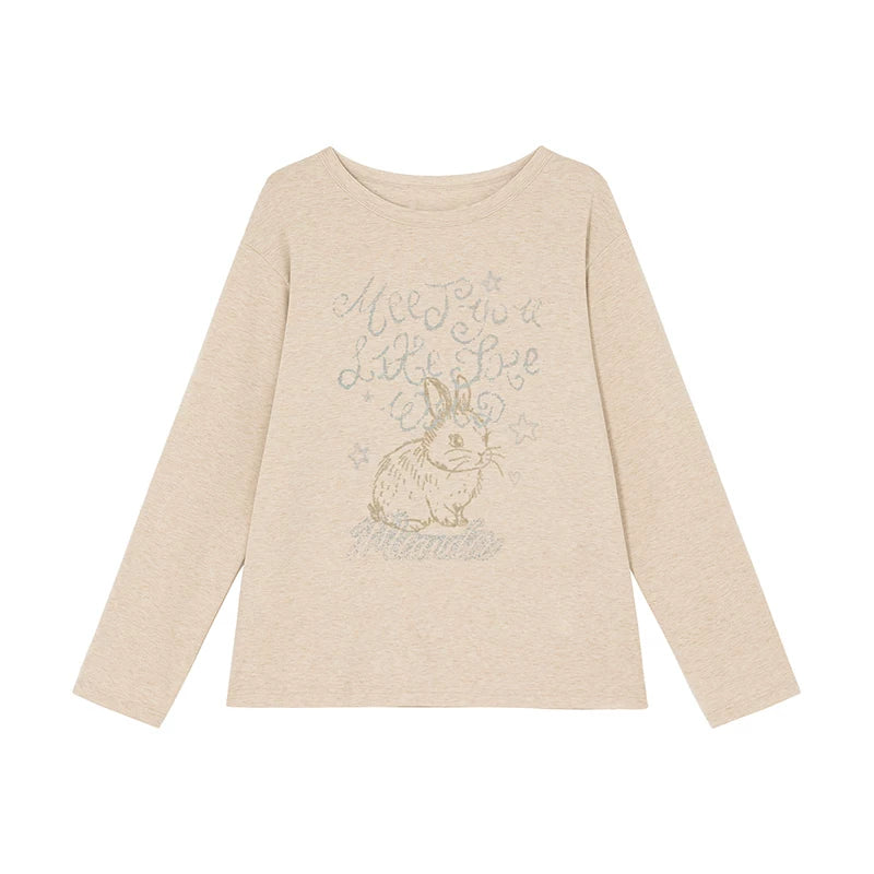 Kano Lazy Soft Waxy Rabbit Print Long Sleeve
