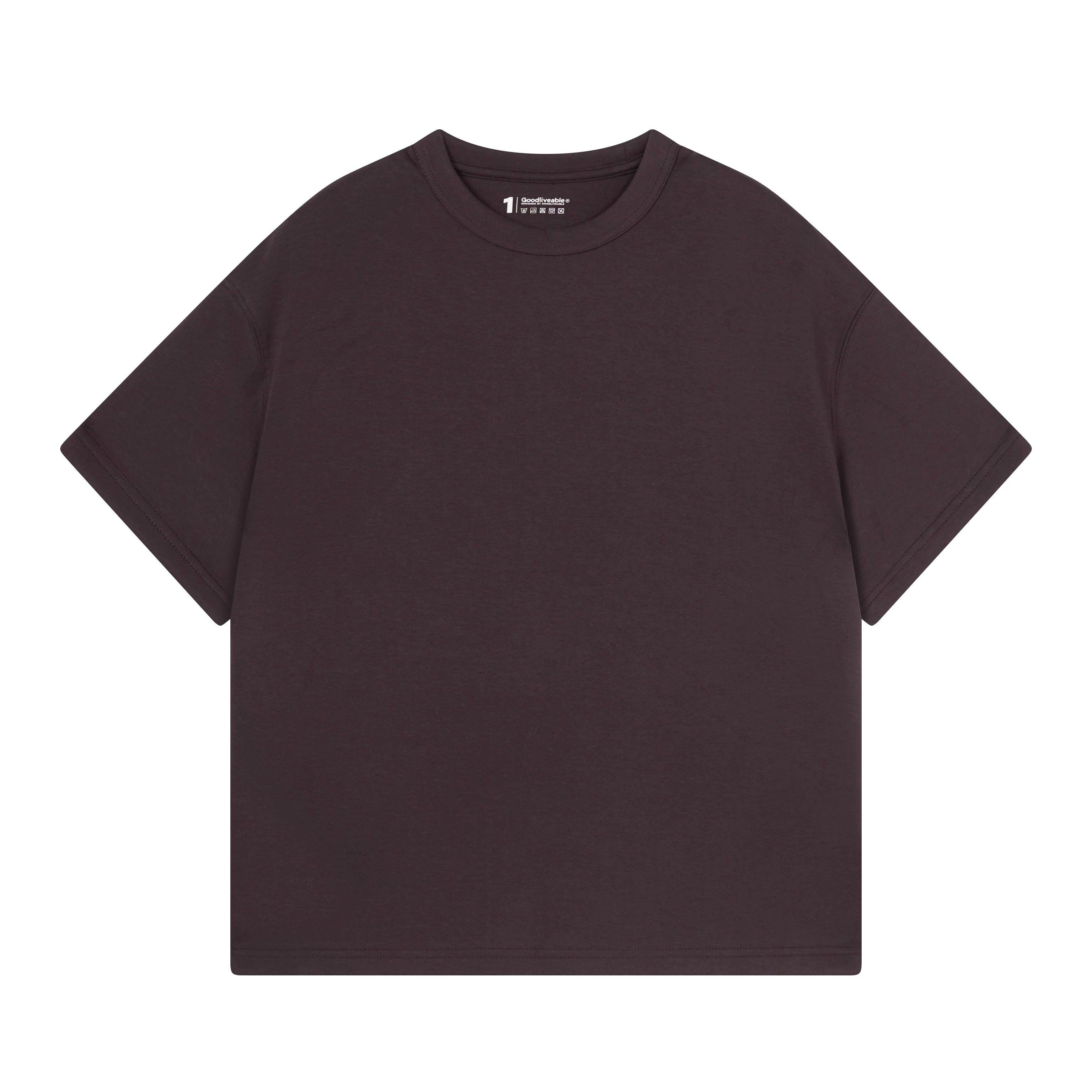 GOODLIVEABLE Simple Slightly Loose Small Neckline Tee