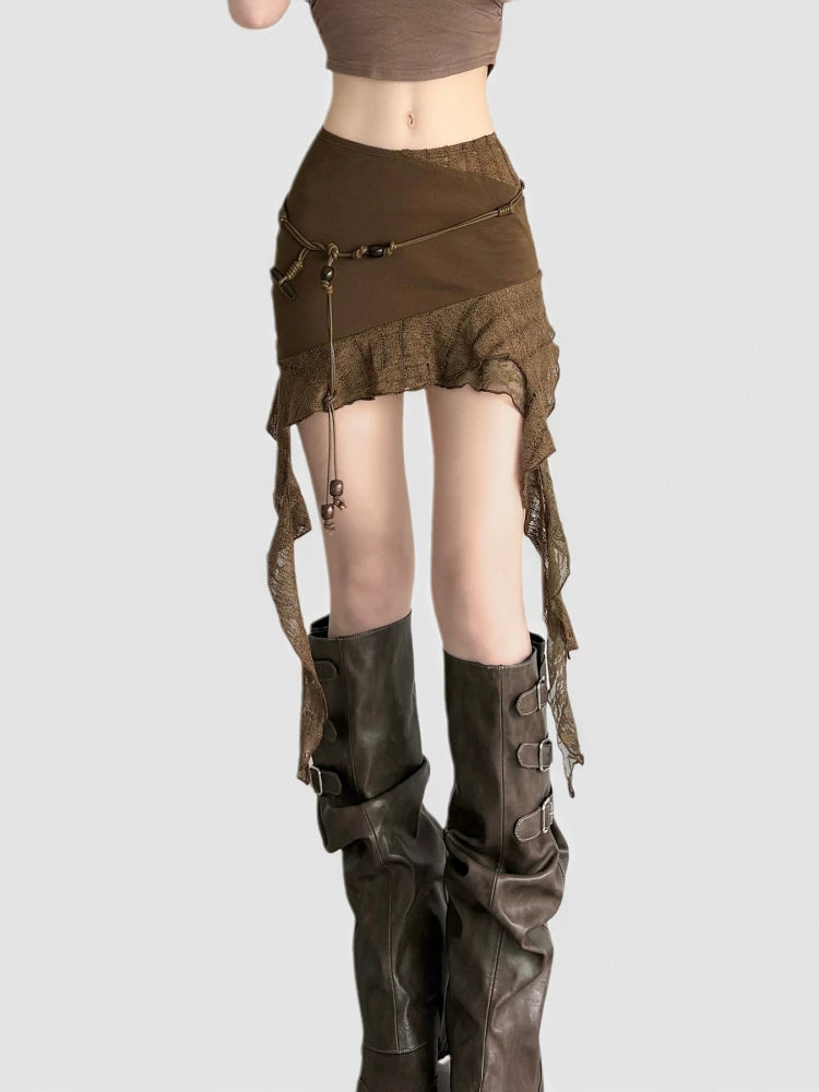 FUNOFF Vintage Irregular Gauze Skirt