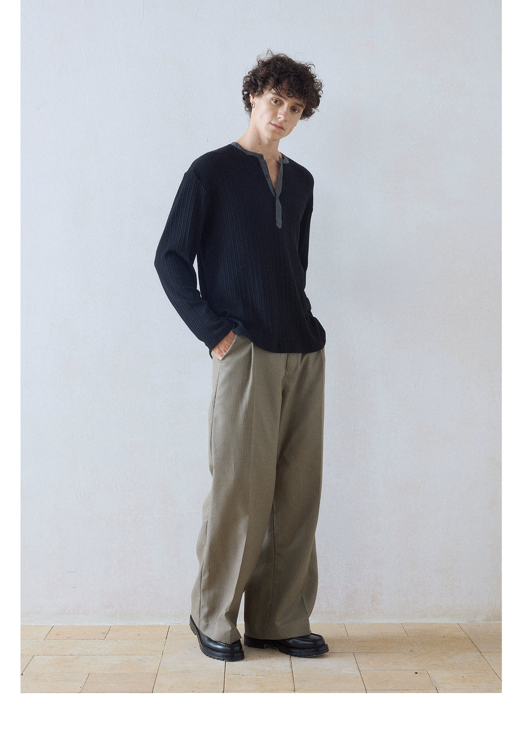 DIMC Henry Collar Button Casual Long Sleeve