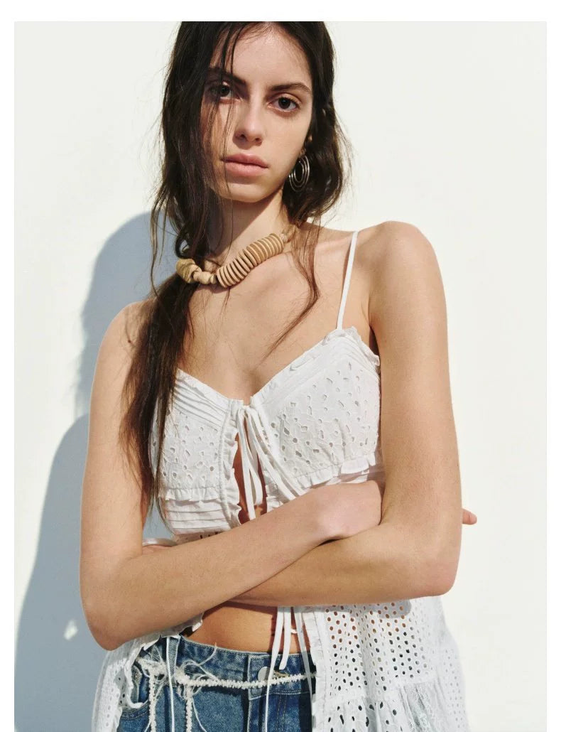 URBAN REVIVO Wave Style Hollow Suspender Dress